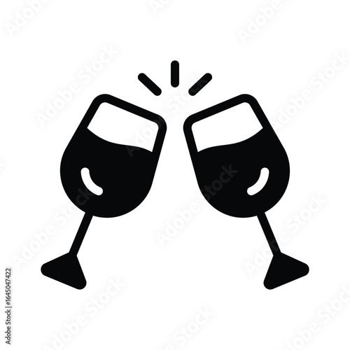 A well crafted glyph icon showing celebratory cheers