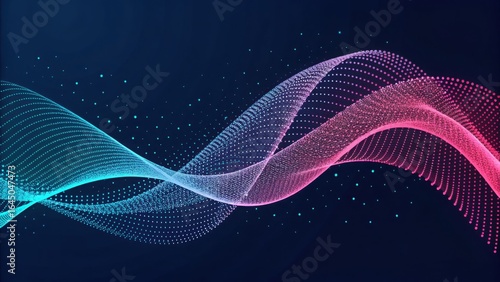 An ethereal dance of data a vibrant waveform flowing with digital energy in pinks and blues on dark
