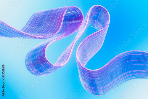 Abstract 3D data flow stream on blue background representing speed