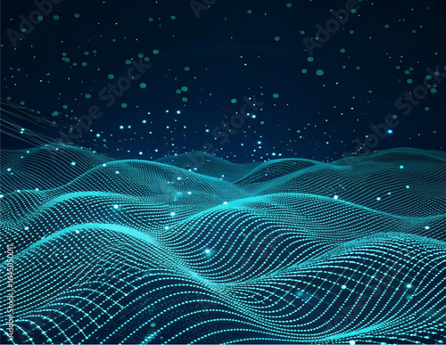 Tech Mesh Grid with Glowing Lines Abstract Vector	