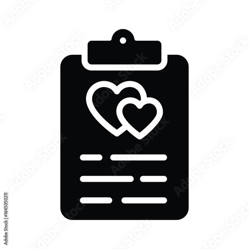 A solid style icon denoting wedding vows paper