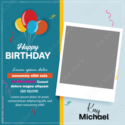 Geometric birthday photo frame  post template