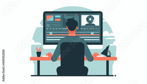 Flat vector illustration of a video editor