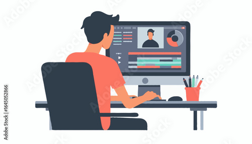 Flat vector illustration of a video editor
