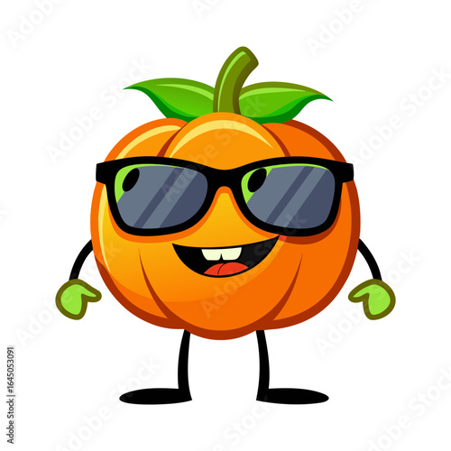 Retro groovy pumpkin with sunglass 