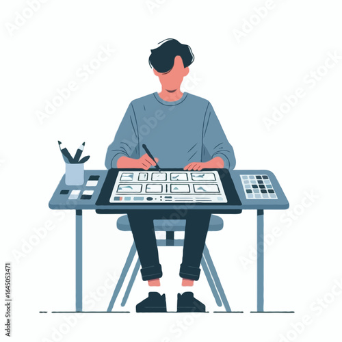 Flat  vector illustration of an animator