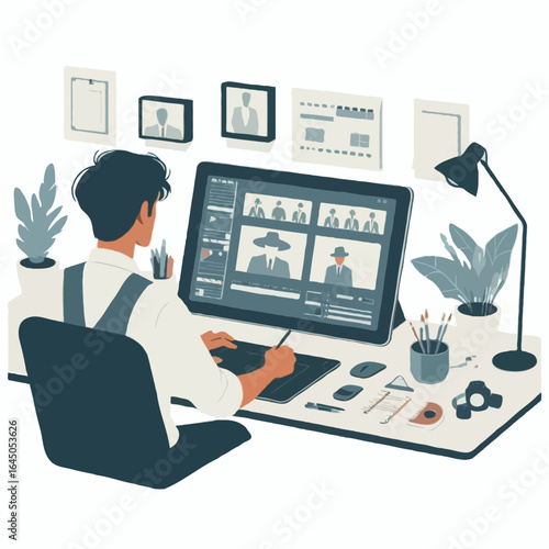 Flat  vector illustration of an animator