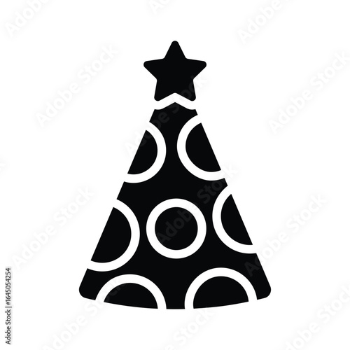 A glyph style icon showing cone party hat