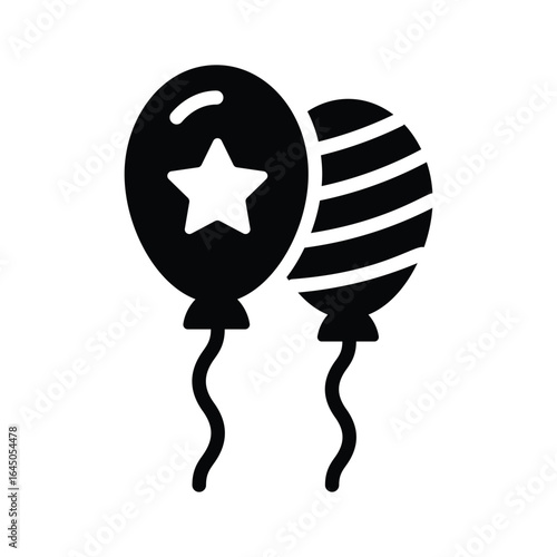A well designed glyph style icon showing balloons