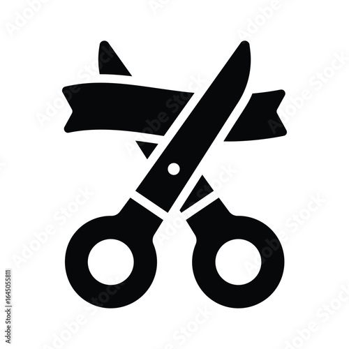 A glyph icon showing ribbon cutting at inauguration event