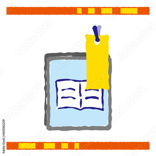 Tablet with Open Book and Bookmark Icon