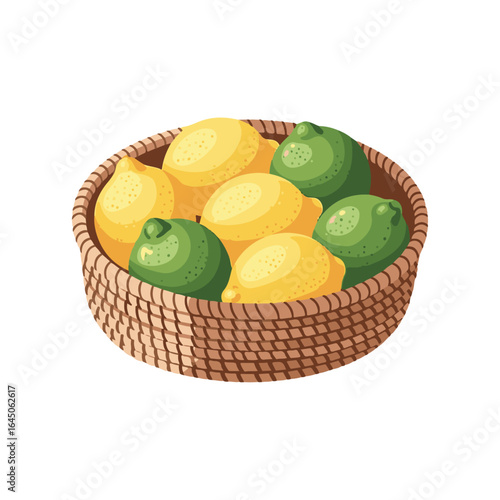 Fruit cake and lemon-lime tart isolated on white, with Easter eggs and decorations