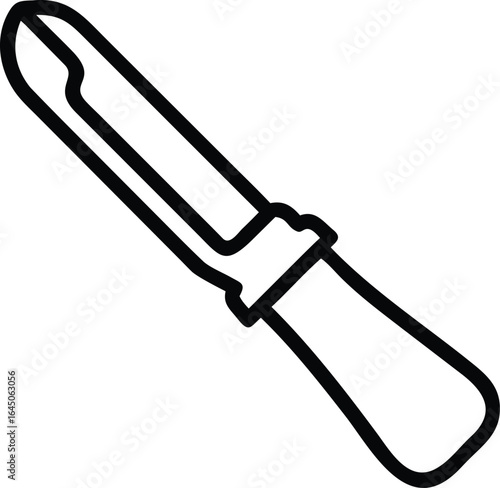 Thin line scalpel surgical tool icon silhouette isolated on white background