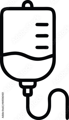 Thin line iv drip bag icon silhouette isolated on white background