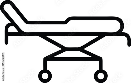 Thin line hospital stretcher icon silhouette isolated on white background