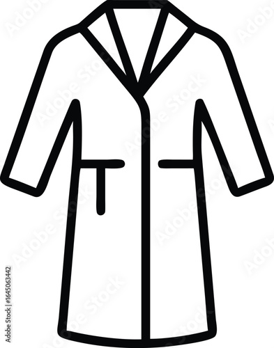 Thin line hospital gown icon silhouette isolated on white background