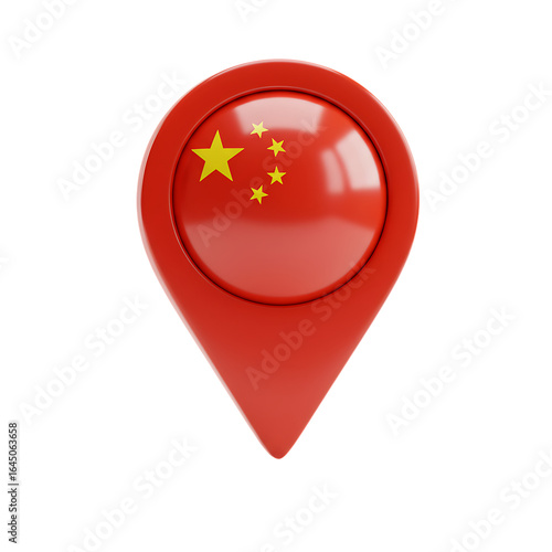 Free Download China Location Pin Icon with National Flag On Transparent Background - GFXLoad