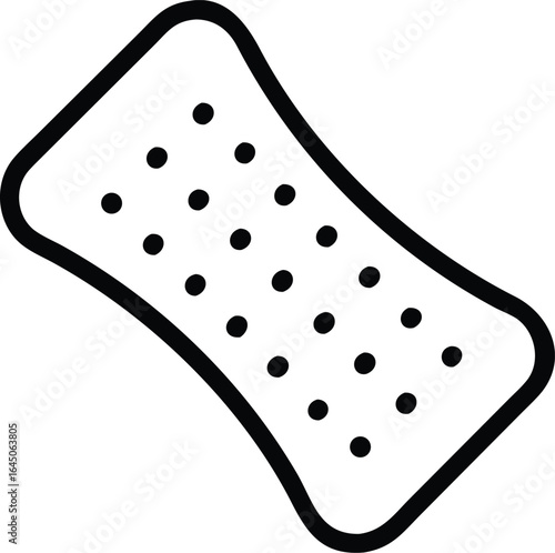 Thin line adhesive gauze pad icon silhouette isolated on white background