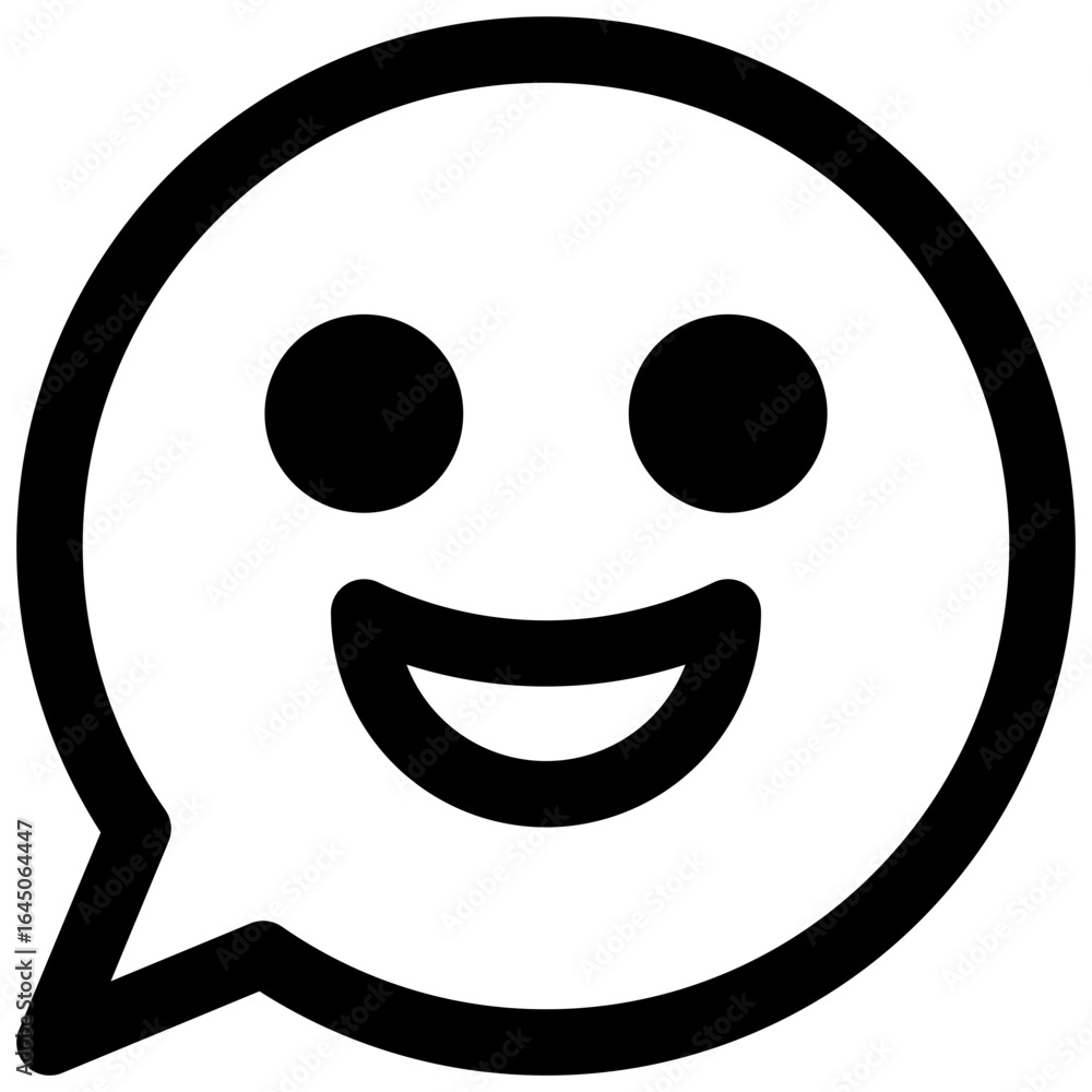 Smiley. Outlined stroke vector icon with black-filled details. Smiley. Outlined stroke vector icon with black-filled details.