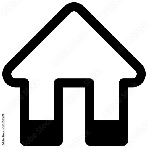 Home. Outlined stroke vector icon with black-filled details.