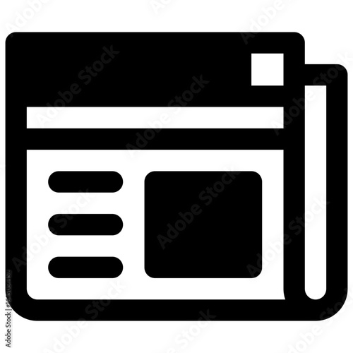 Newsletter. Outlined stroke vector icon with black-filled details.