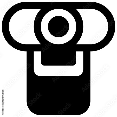 Webcam. Outlined stroke vector icon with black-filled details.