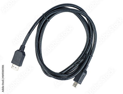 HDMI Cable isolated on white background.Top view