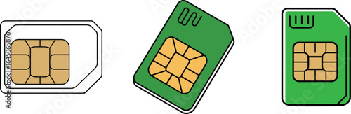Three different sizes of sim cards for mobile phones