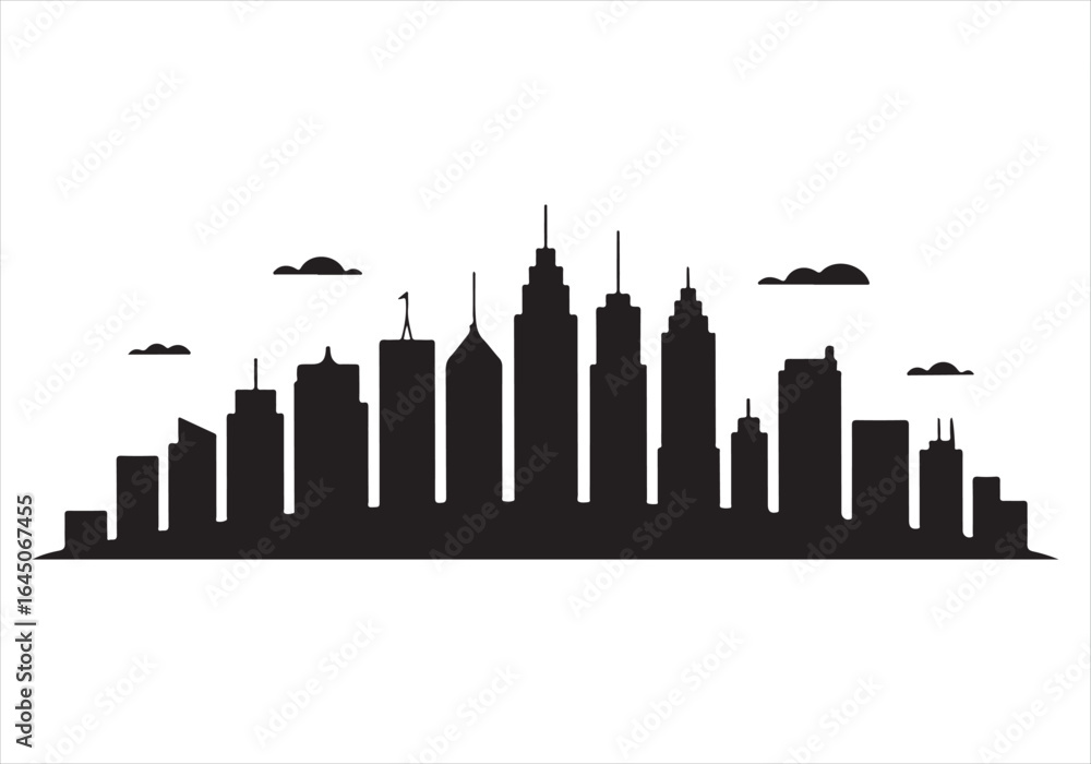 Obraz premium Modern City Skyline Silhouette Vector Design for Urban and Architectural Projects
