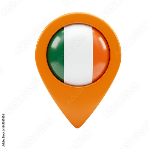 Free Download Orange Location Marker with Ireland National Flag On Transparent Background - GFXLoad