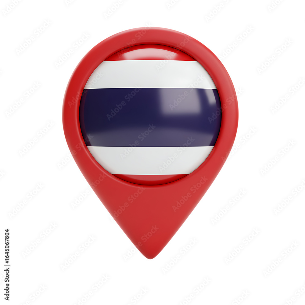 Fototapeta premium Glossy Thailand Map Location Icon On Transparent Background