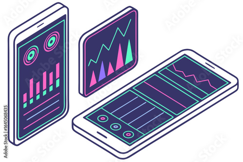 Business financial growth concept with a digital tablet and smartphone displaying a stock market graph