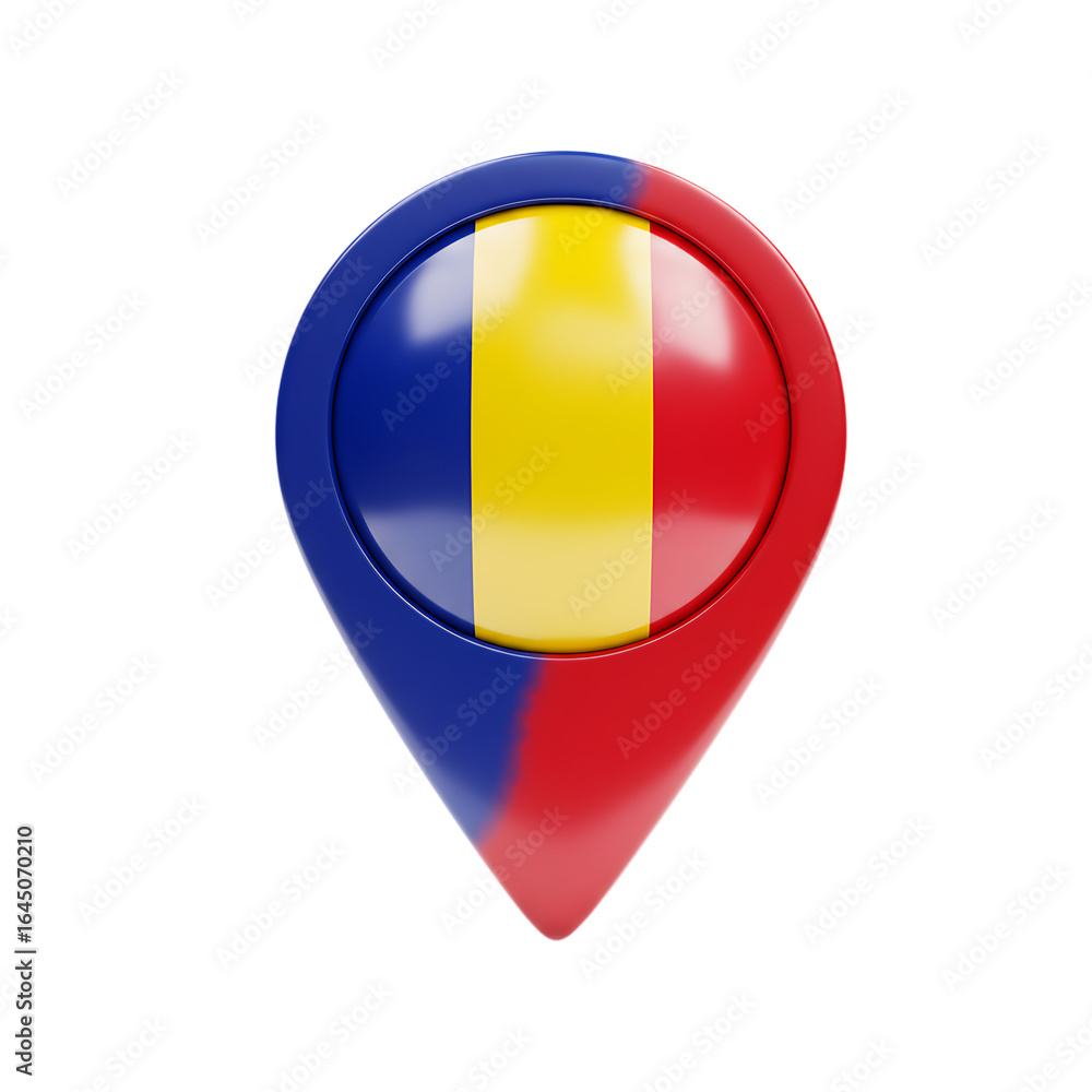 Fototapeta premium Romania map pin icon isolated transparent background