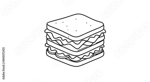 Triple layer sandwich in black and white minimalist line art