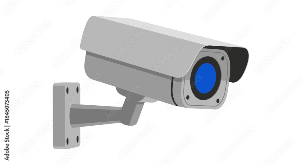 Modern security surveillance camera illustration for safety and protection, CCTV video monitoring technology concept isolated on a white background Modern security surveillance camera illustration for safety and protection, CCTV video monitoring technology concept isolated on a white background