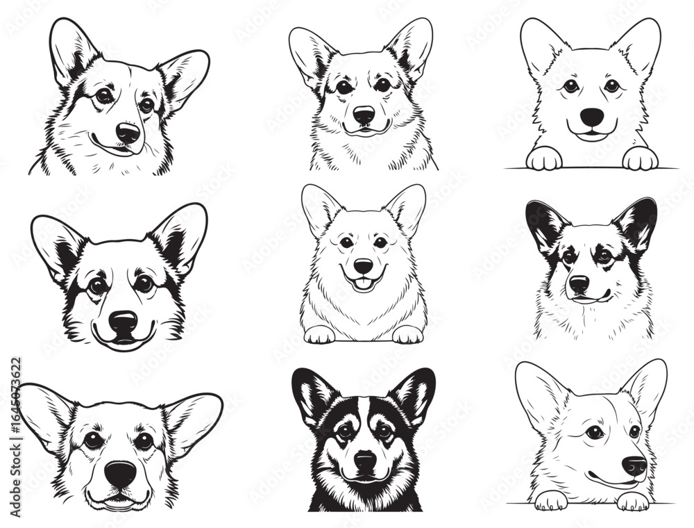 Fototapeta premium PEEKING WELSH CORGI SILHOUETTE