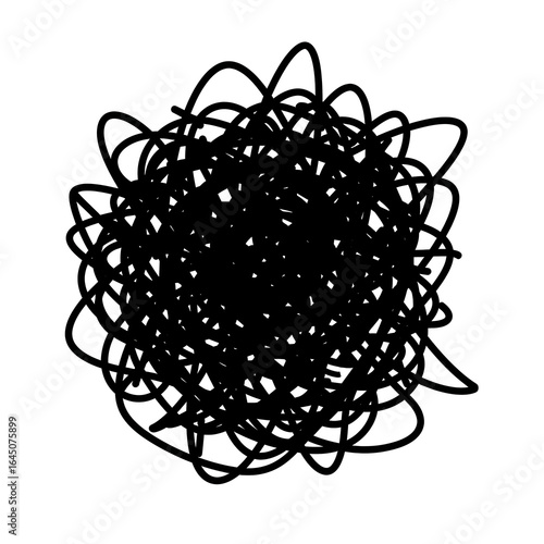 Plakat w ramie Black Scribble Abstract Pattern on White Background