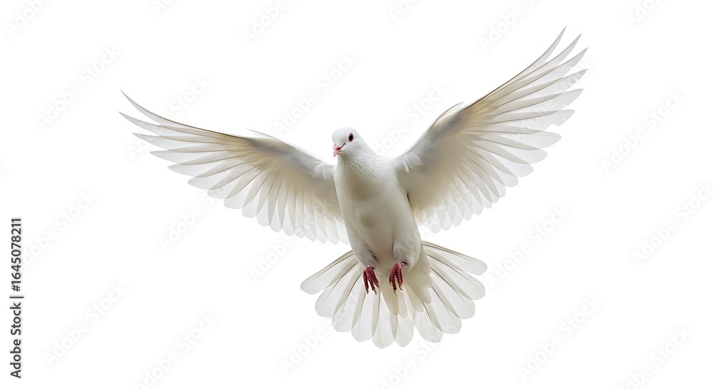 Fototapeta premium White Dove in Flight Against a Clear Sky, Symbol of Peace and Freedom