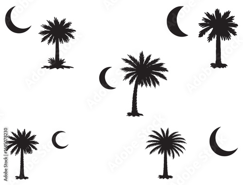 SOUTH CAROLINA PALMETOO & MOON ICON SILHOUETTE