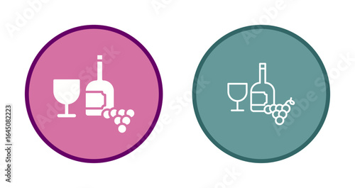 Wine Glass and Grapes Icon Design
