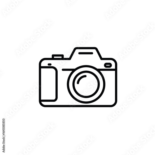 Simple Line Art Illustration of a Modern Camera