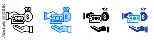 Salary icon set multiple style collection