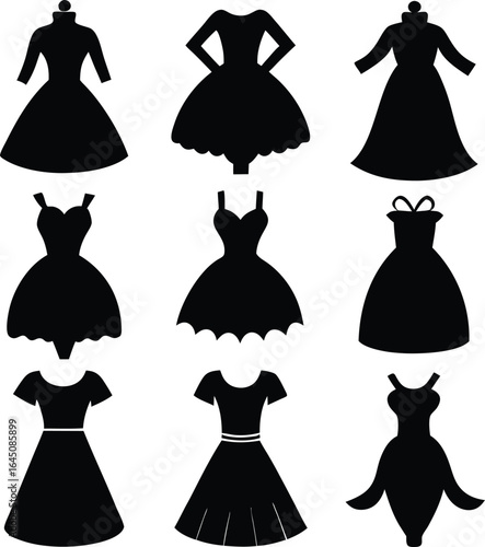 Silhouette Dresses Collection, Various Styles, Fashion Design, Black Gowns