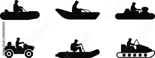 Dynamic off road and water vehicles banner advertisement featuring a bold silhouette