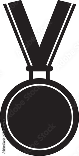 Gold Medal with Ribbon Silhouette | Black Vector