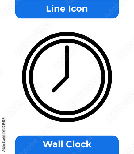 Icon of a Wall Clock, Illustrating Concepts of Time, Deadline, Schedule, and Time Management, Isolated on a Clean White Background