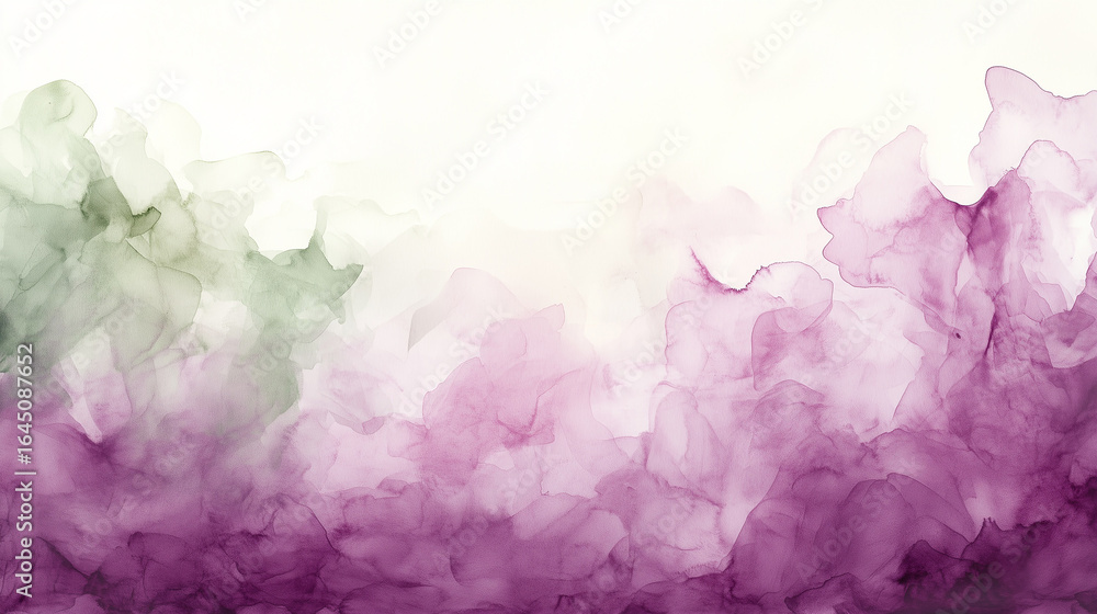 Fototapeta premium A soft and gentle abstract watercolor background with blends of purple and green, a dreamy concept perfect for elegant invitations or artistic branding