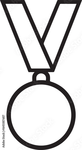 Gold Medal with Ribbon Silhouette | Black Vector