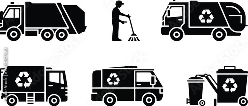 Illustrating effective solid waste management and recycling practices with a clear silhouette graphic