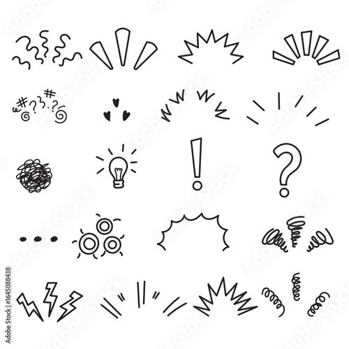 Expression Icons comic book of simple yet expressive icons designed to communicate various emotional states and thoughts, perfect for adding visual flair to your projects. vector illustration